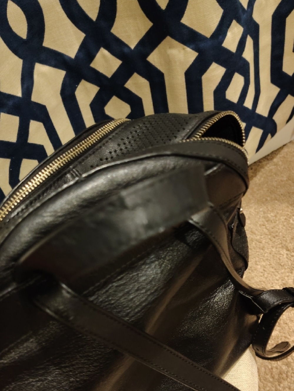 Michael Kors Black Leather Backpack with Gold Hardware - Picture 9 of 14